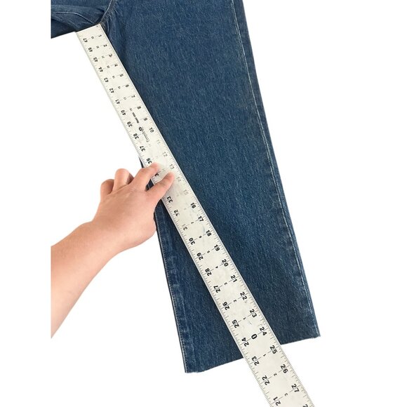 Madewell Perfect Vintage Jeans Womens 31 Dark Wash Straight High Rise Raw Hem - Picture 7 of 16